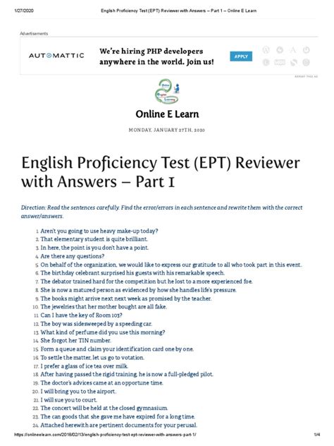 English Proficiency Test (EPT) Reviewer With Answers .
